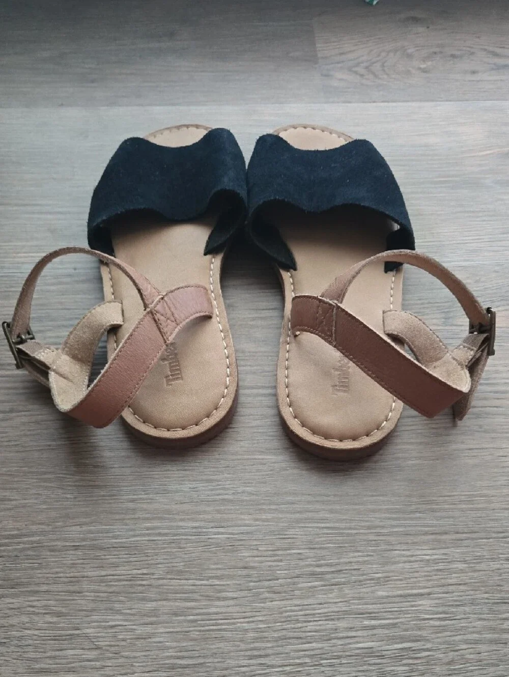 Timberland Black & Tan Women’s Open-Faced Ankle-Strap Sandals